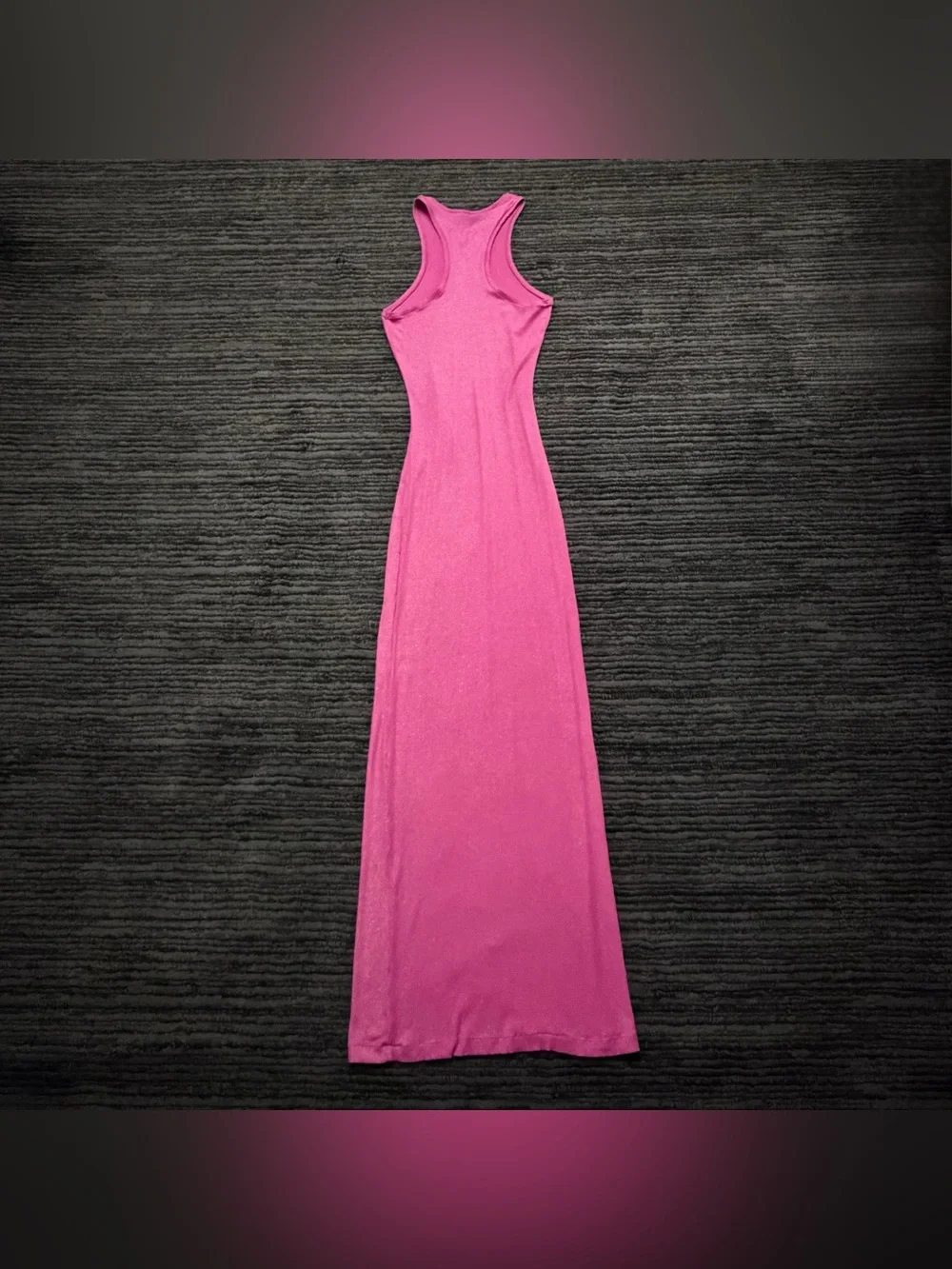SKIMS Soft Lounge Racerback Fuschia Foil Shimmer Bodycon Maxi Dress - Picture 2 of 6